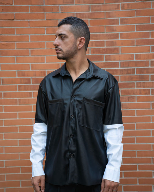 Camicia Nera Maniche Bianche