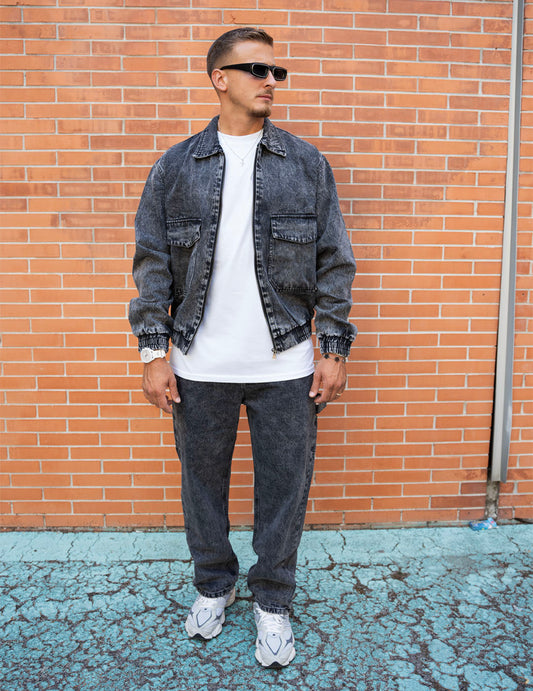 Denim Set Nero Slavato (Jacket + Jeans)